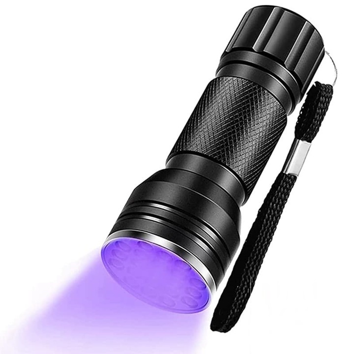 Lanterna UV, 21 LED-uri, 395nm, Negru