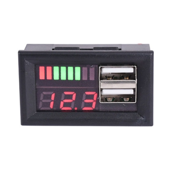 Voltmetru cu indicator de capacitate a bateriei, Negru