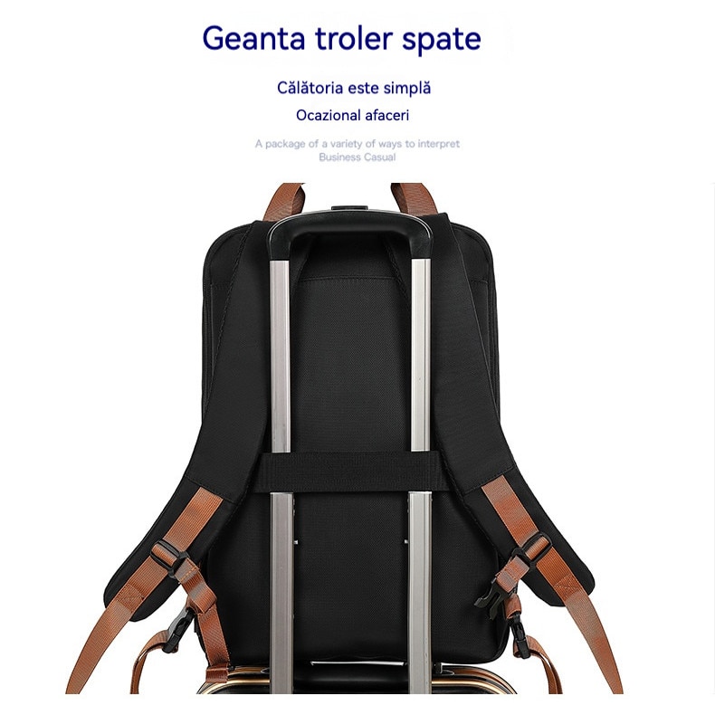 Geanta laptop multifunctionala, 15.6 inch, USB, Negru