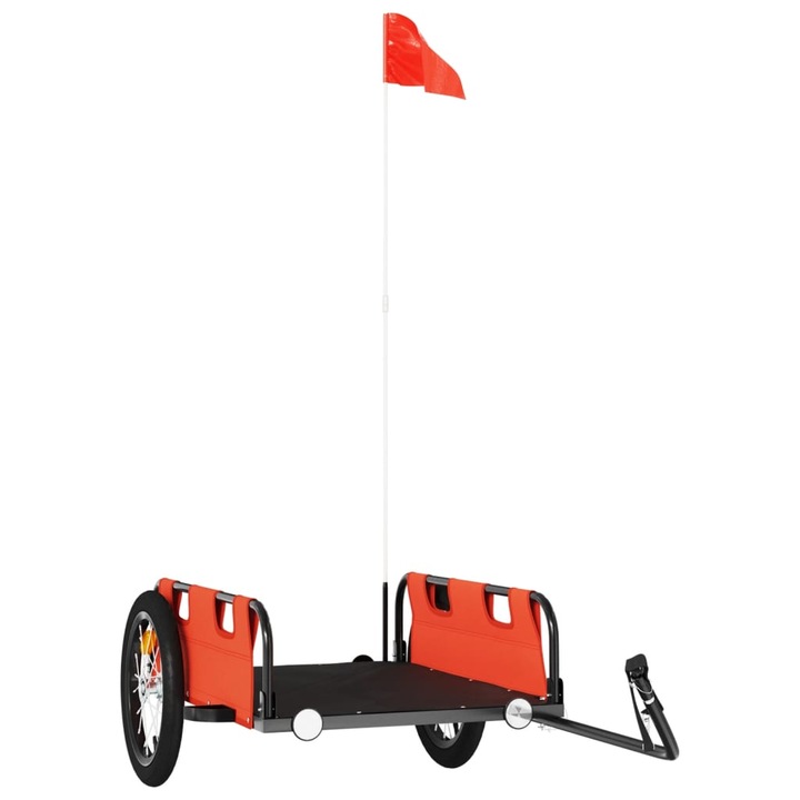 Remorca de bicicleta vidaXL, portocaliu, textil oxford si fier, 126 x 63 x 36 cm