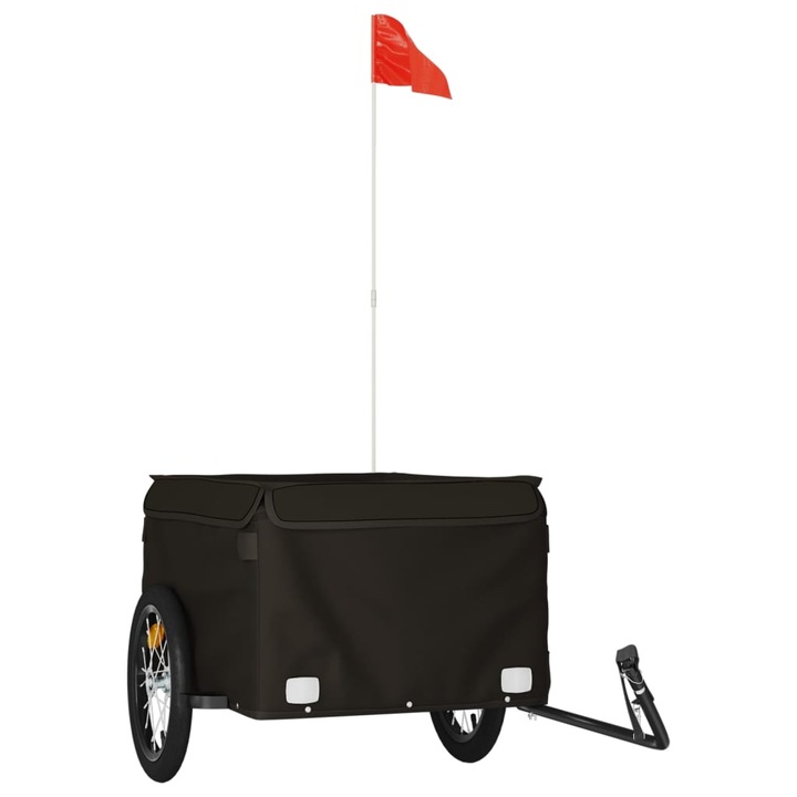 Remorca pentru biciclete vidaXL, negru, 45 kg, fier, 124 x 62.5 x 52 cm