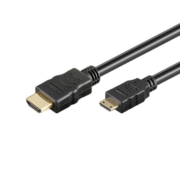 Кабел HDMI Tata към Mini HDMI Tata, Basekit, 4k @30Hz, 1 метър, черен