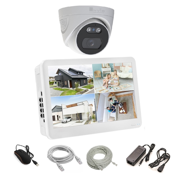 Kit Supraveghere, 8MP, 8CH NVR (2 Camere), viziune nocturna color, rezistent la intemperii