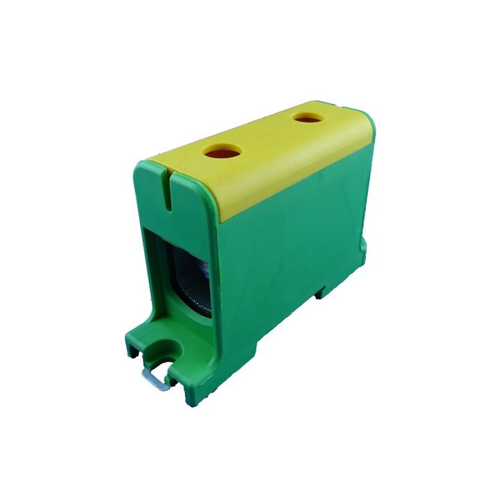 Clema terminala conexiune 1 pol verde galben Cu-Al 2x95mm²​​​​​​​ montare pe sina DIN 35mm 220A (Al) 245A ( Cu)