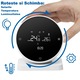 Termostat de ambient rotund SMART cu receiver, WIRELESS, ecran tactil, touchscreen, WiFi, compatibil cu Tuya, Google Assistant si Alexa, Universal pentru centrala termica + incalzire pardoseala programare saptamanala 6+1, control de la distanta