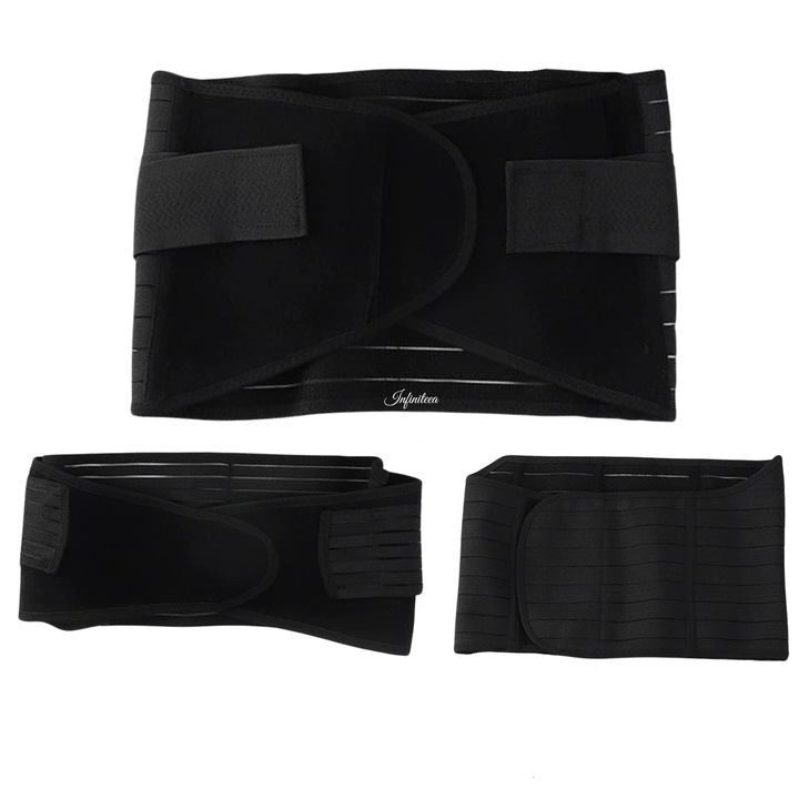 Centura Abdominala Postnatala Infiniteea™, Pentru Slabit, Recuperare dupa Nastere, Modelatoare, Suport Lombar, 3 piese, Negru, Marimea M