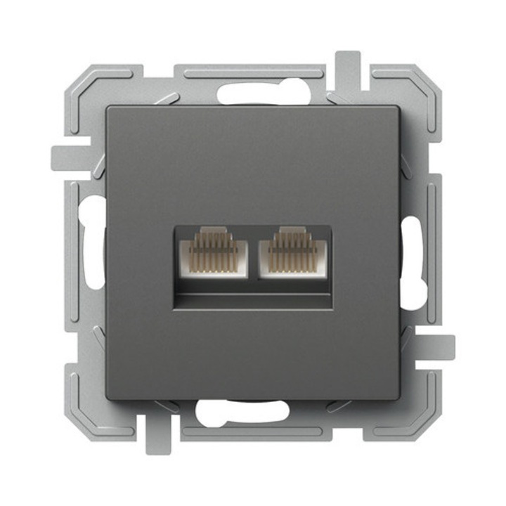 Priza Date Rj45 Dubla Tem Logiq Cat6, Antracit
