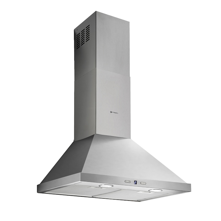 Hota de perete Ciarra, CBCS6506B-OW, 60 cm, 3 trepte putere, 650m³/h, filtru carbon, mod recirculare si evacuare, lumini LED, filtru grasime lavabil, inox