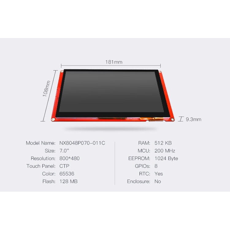 Display Nextion 7 Pollici HMI - Touch Screen Capacitivo 800x480 TFT LCD Per Arduino E Raspberry Pi - Foto 8