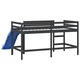 Pat pentru copii cu tobogan vidaXL, negru, 90x200 cm, lemn masiv pin, 31.5 kg 835909