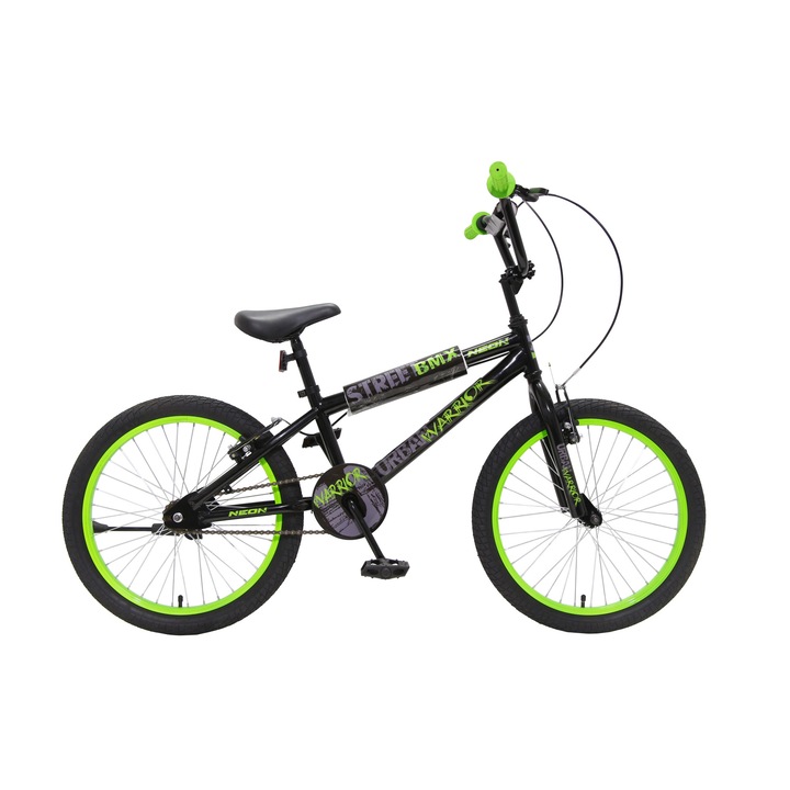 Велосипед BMX Neon Bike Warrior 20", Черен, С една скорост, Протектор на кормилото и рамката