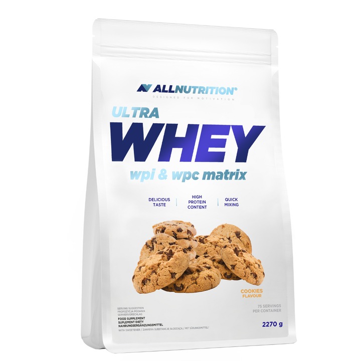 Proteine din zer, ALLNUTRITION Ultra Whey, 2270g, aroma PRAJITURA, pudra proteica, proteina, fara zahar, muschi mai mari