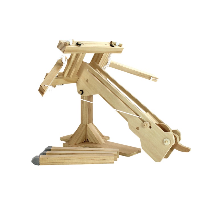 Set constructie, Ballista Romana, 28 piese, lemn, 30 x 19 x 5 cm, Pathfinders Design, +14 ani