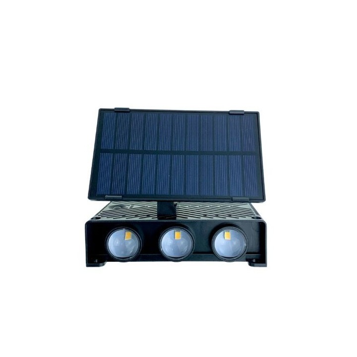 Set 2 bucati-Lampa solara de perete cu 6 LED-uri, lumina calda, culoare negru