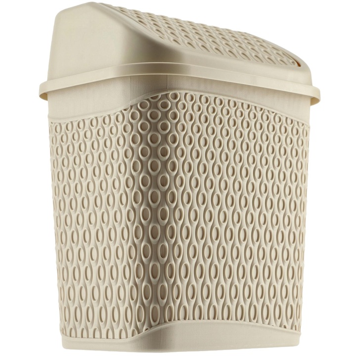 Cos de gunoi de baie, KADAX, Plastic, 6.2 L, Bej