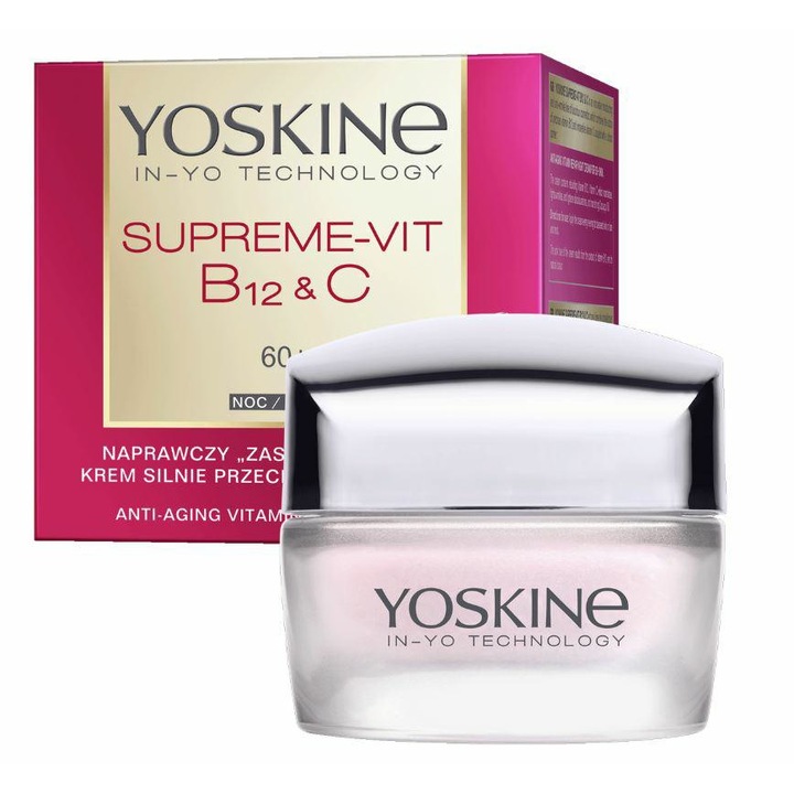 Éjszakai krém, Yoskine, B12/C vitamin, 60+, 50ml