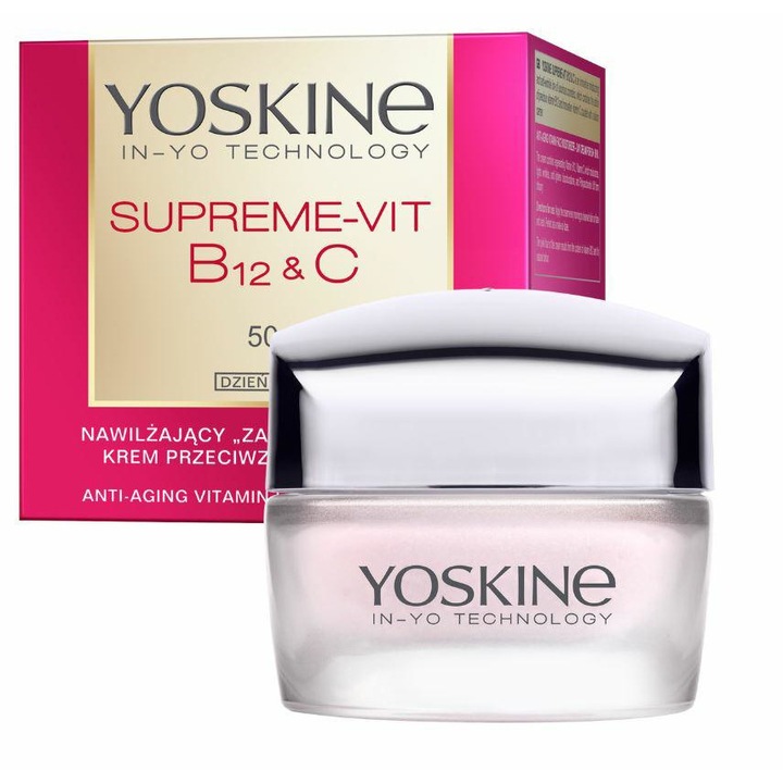 Hidratáló arckrém, Yoskine, B12/C vitamin, 50+, 50ml