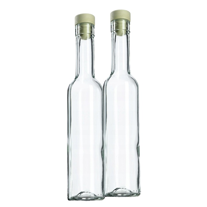 Комплект от 2 Бутилки с капачки, KADAX, Прозрачни, 250мл