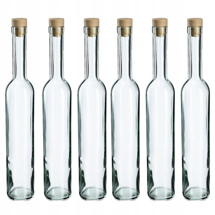 Комплект от 6 бутилки, KADAX, прозрачни, 500 мл, със синтетичен корк, 35x5 см