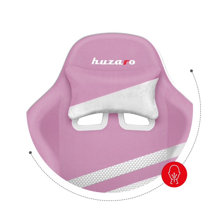 Scaun Gaming Huzaro Force 4.4, Cadru Otel, Material Tesatura Mesh, 130 Kg, Perna Lombara, Tetiera, Functia Siderest, Roz