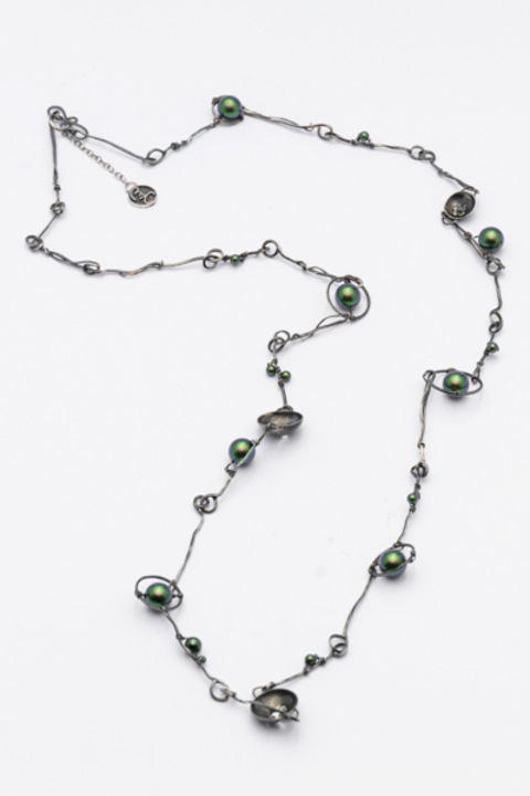 Colier,, Perle verzi'' Argint 925,35g