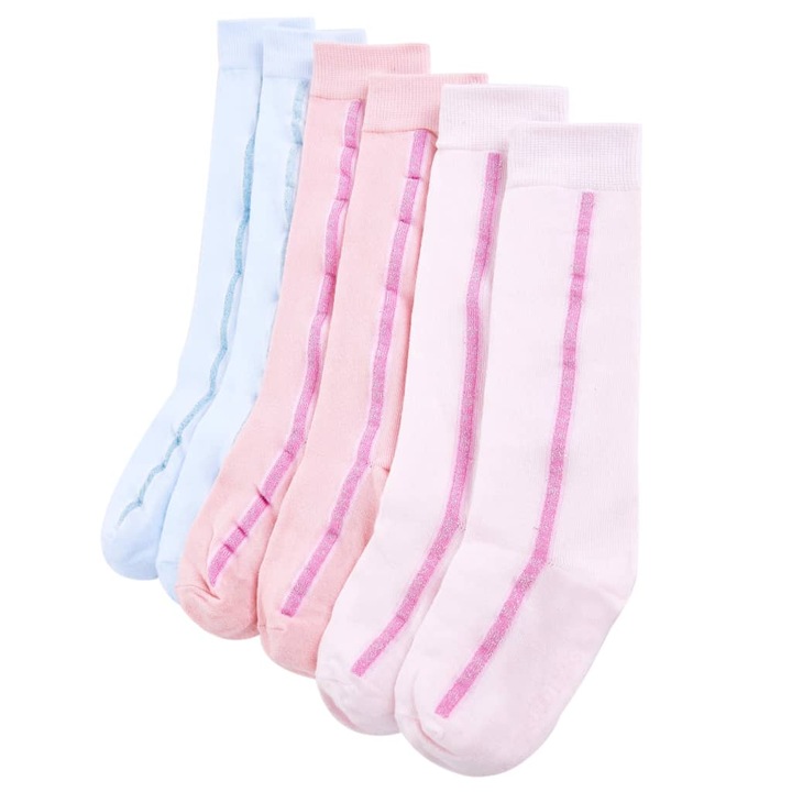 Детски чорапи 5 чифта vidaXL, EU 26-29, 0.22 kg, с блестящи линии