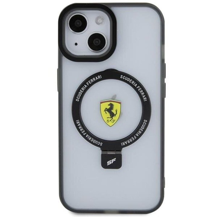 Ferrari Ring Stand MagSafe калъф, съвместим с iPhone 14 Plus / 15 Plus Clear