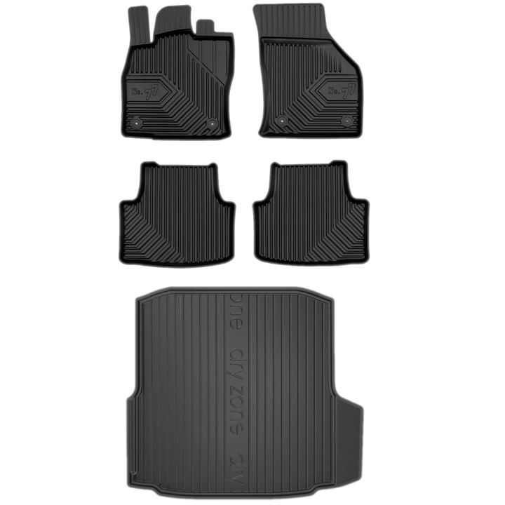 Set 5 covorase auto Frogum, Compatibil cu Skoda Octavia 3, Cauciuc, Negru