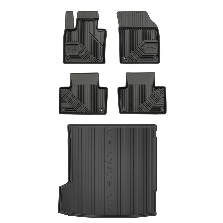 Set 5 covorase auto Frogum, Compatibil cu Volvo XC90 2, Cauciuc, Negru