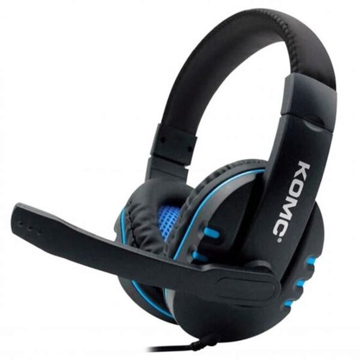 Casti Gaming Cu Microfon Pentru PC, 2x Jack 3.5, Lungime Cablu 2 metri, Albastru