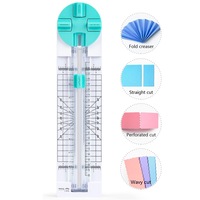 Trimmer pentru hartie, Axroad Mall, 4 tipuri de taieturi, Multifunctional, Masurare precisa, Designul ascuns al lamei, Utilizare profesionala la birou sau pentru acasa, Plastic/Aliaj, 355 * 83 mm, Verde