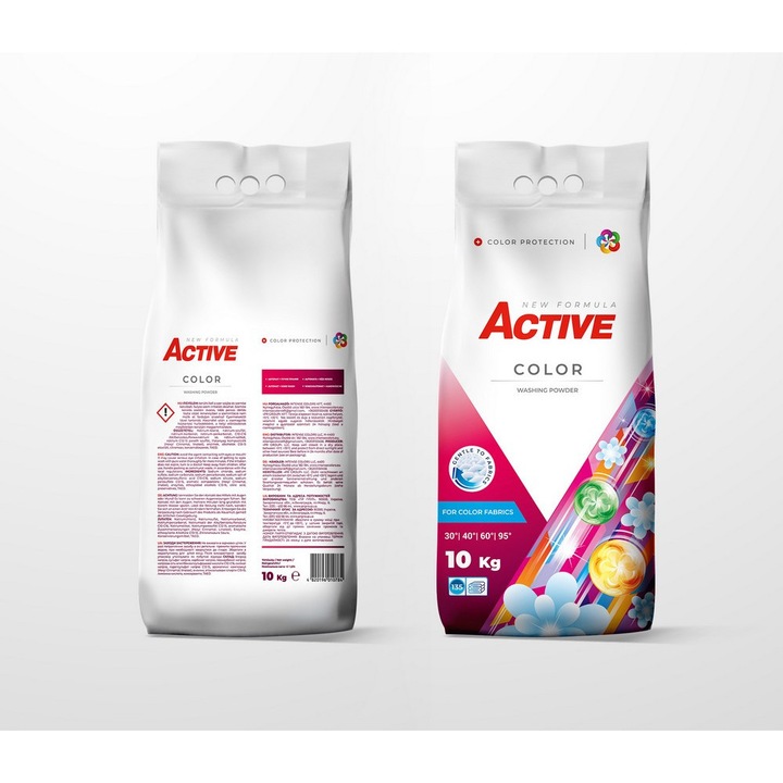 Detergent pudra Active Color sac 10 kg 135 spalari