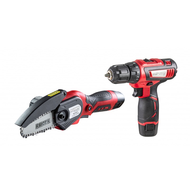 Комплект бормашина и мини електрически трион 12V 2x2Ah RAIDER RDP-CDLGP02