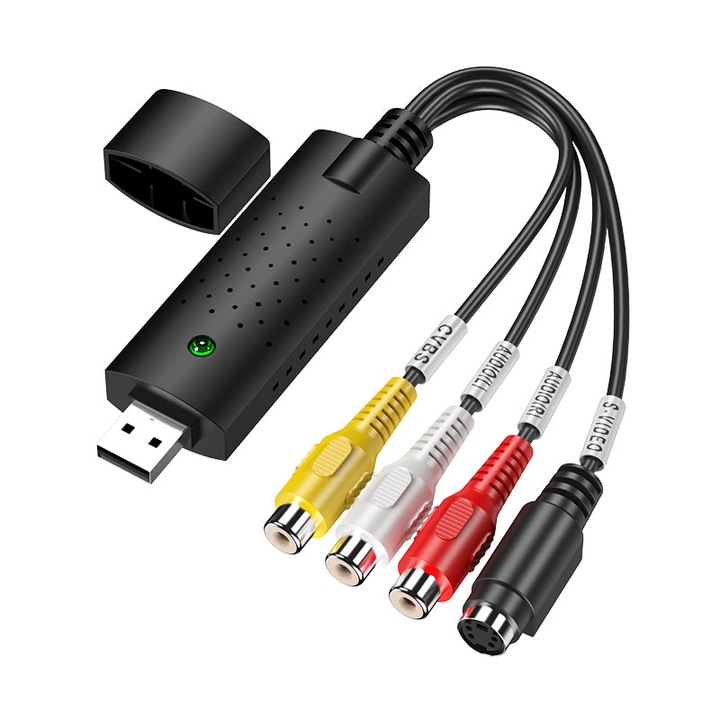 Цифров VHS USB 2.0 конвертор, JESWO, аудиозаснемане за PC и Mac, черен