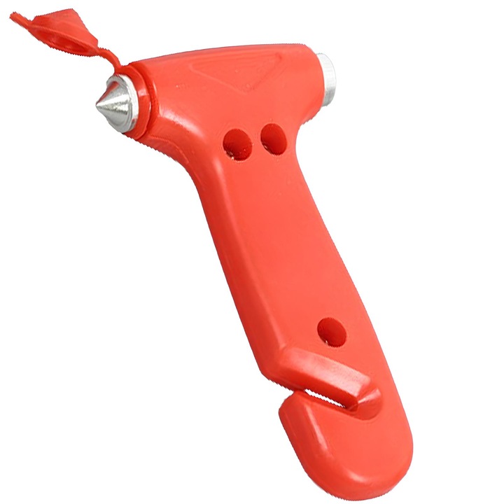 Пластмасов авариен чук, авариен уред 2 в 1 за чупене на автомобилни стъкла и рязане на колани, Vaxiuja, оранжев