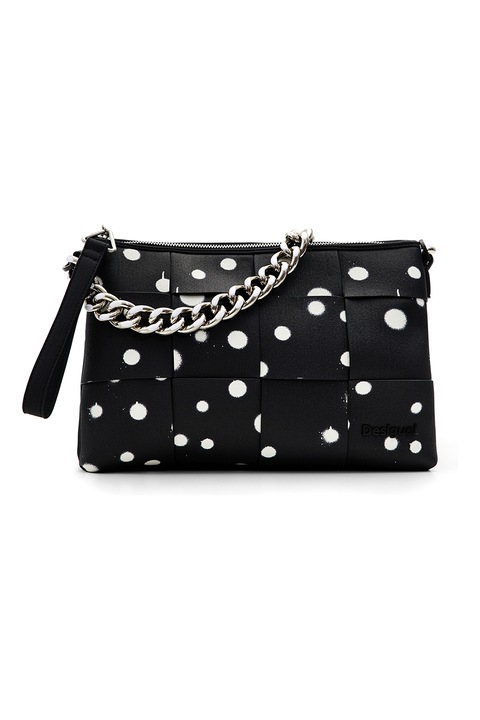 DESIGUAL, Ökológiai bőr crossbody táska mintával, Fekete