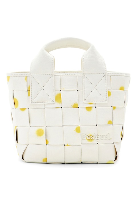 DESIGUAL, Vald szövött kézitáska, Fehér, Sárga