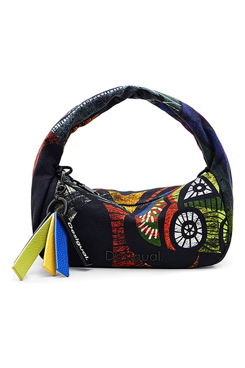 DESIGUAL, Geanta crossbody cu imprimeu, Negru, Portocaliu, Bleumarin