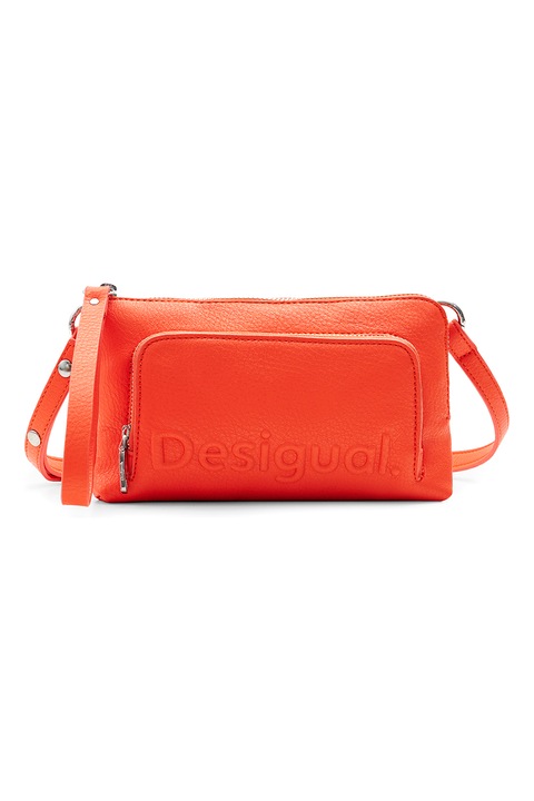 DESIGUAL, Organikus bőr crossbody táska, Mandarin narancs