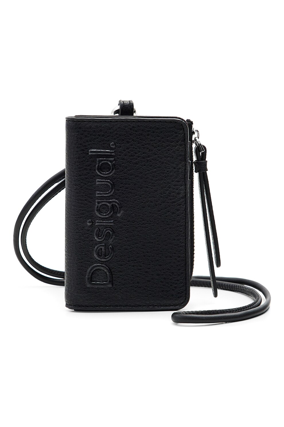 DESIGUAL, Portofel de piele ecologica cu bareta pentru incheietura, Negru