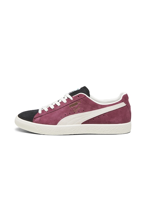 Puma, Pantofi sport din piele intoarsa Clyde OG, Negru/Rosu stins