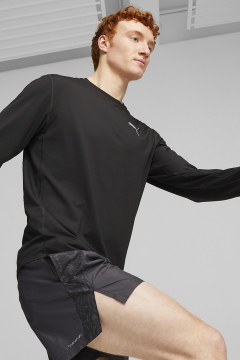 Puma, Bluza cu model uni pentru fitness Cloudspun, Negru, S