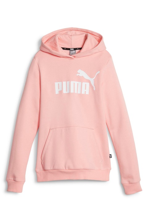 Puma, Hanorac cu imprimeu logo si buzunar kangaroo Essentials, Roz somon