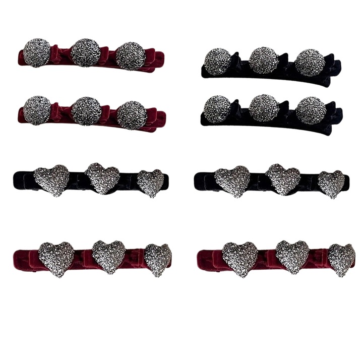 8 db-os fonott hajcsat készlet nőknek, fekete/piros