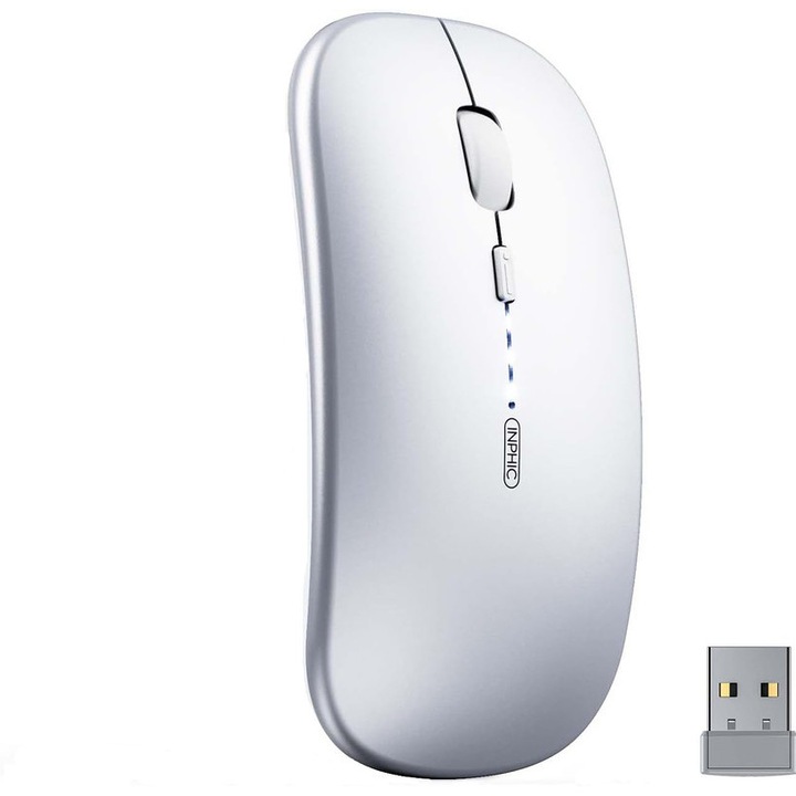 Безжична мишка, 2.4G, 1600 DPI, 500mAh, сребриста