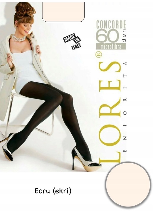 Dres dama, Lores, Microfibra, 60 DEN, Ecru, M