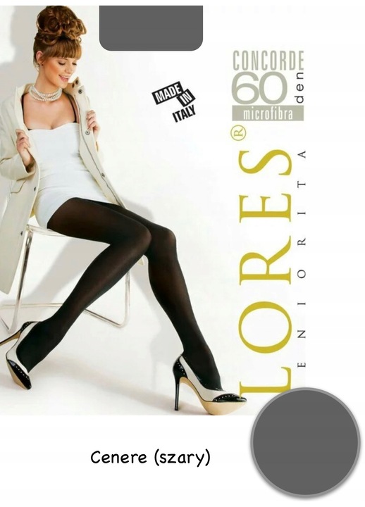 Dres dama, Lores, Poliamida/Elastan, 60 DEN, Gri, 4-L Standard