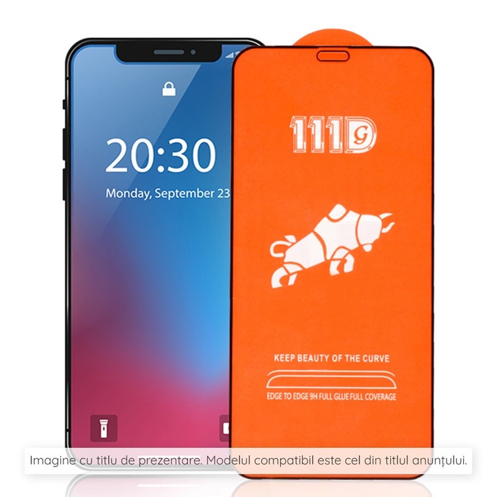 Folie pentru Xiaomi Redmi Note 12 5G, Note 12 4G, Poco X5 - Techsuit 111D Full Cover, Full Glue Glass - Negru