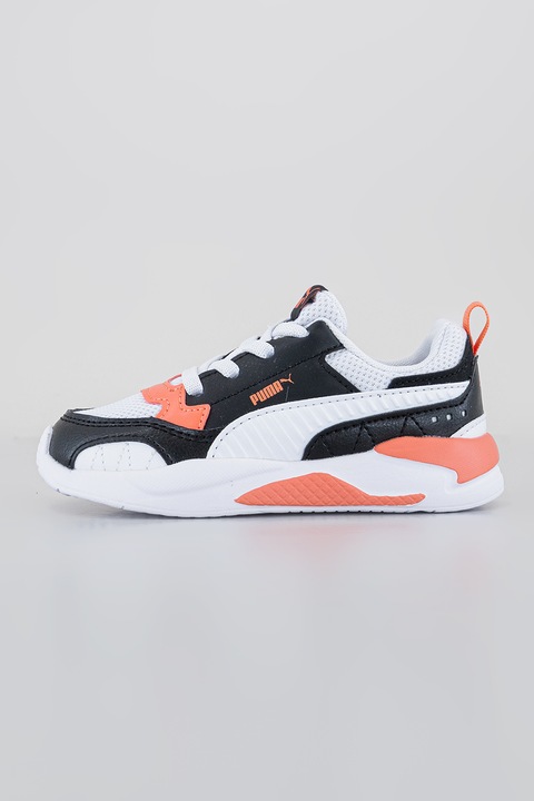 Puma, Pantofi sport cu garnituri de piele ecologica X-Ray 2, Alb/Negru/Roz, 20 EU