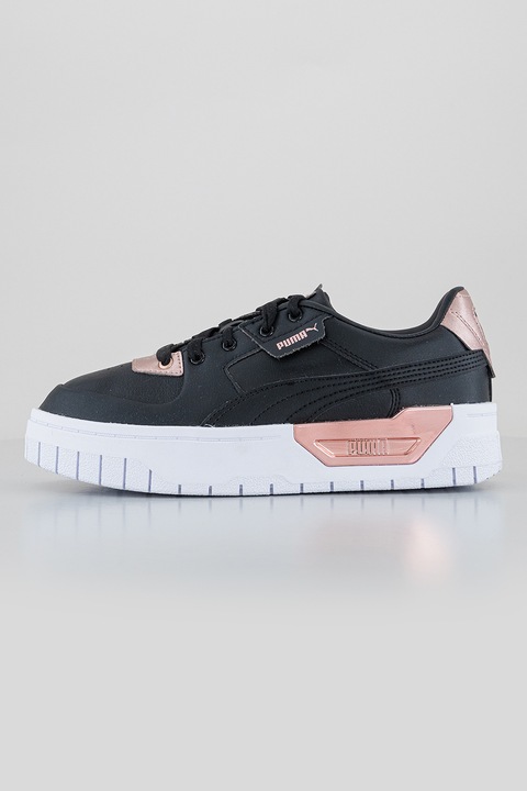 Puma, Pantofi sport cu garnituri din piele Cali Dream, Negru/Roz prafuit, 36